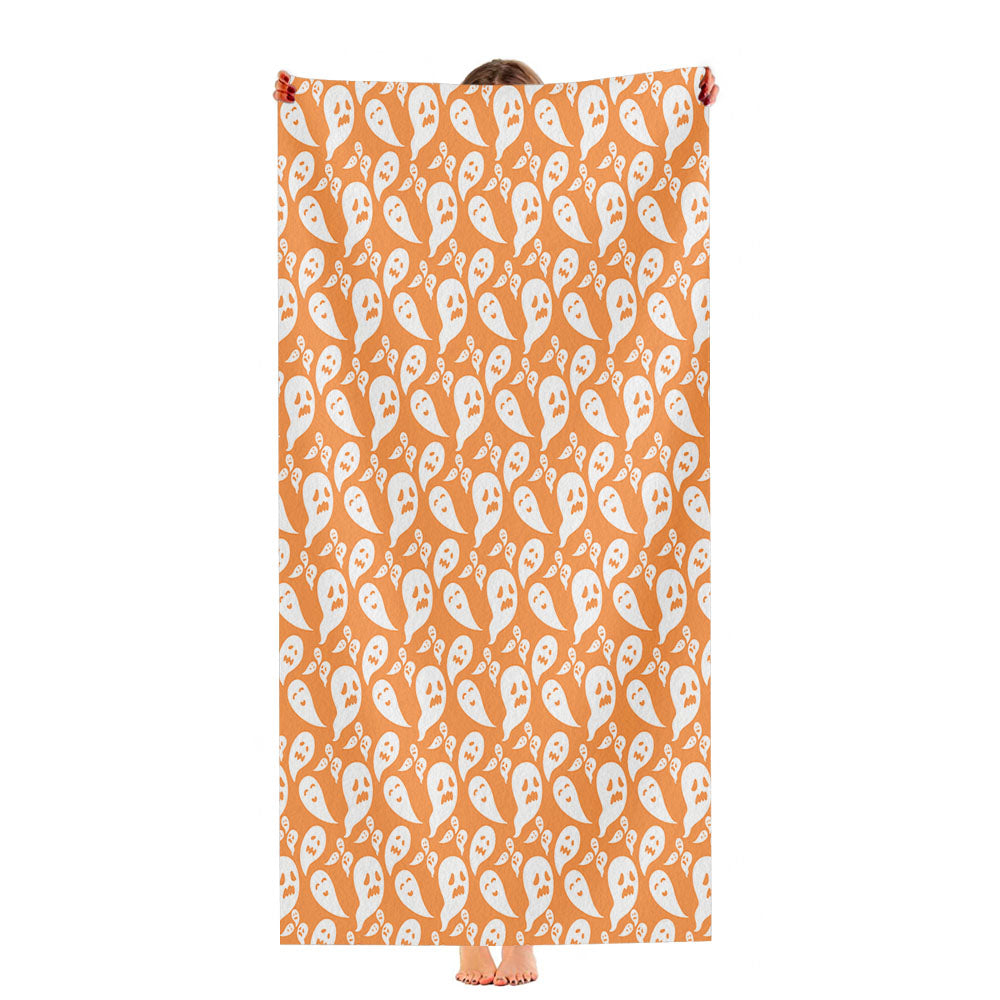 Orange Ghosts Pattern Halloween Ultra-Soft Luxury Bathroom Towels