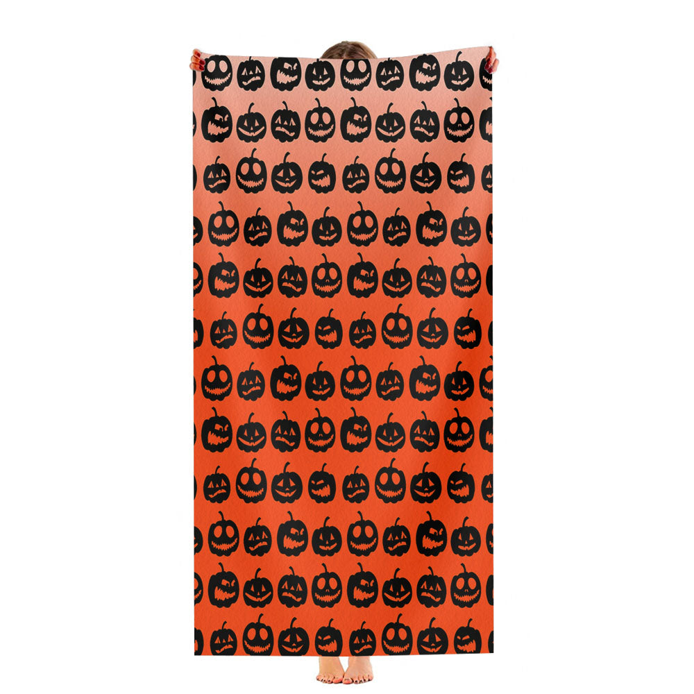 Orange Pumpkins Pattern Silhouette Collections Ultra-Soft Luxury Bathroom Towels