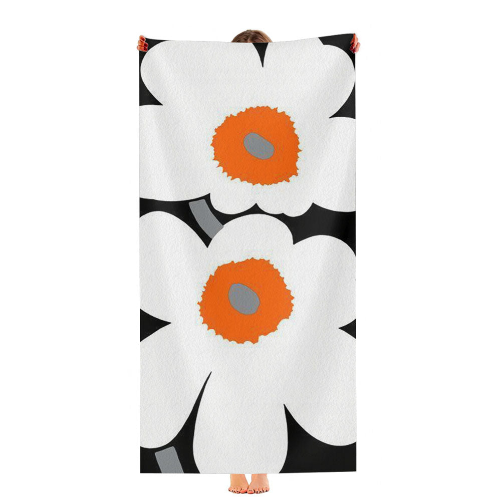 Orla Kiely Sripe Flower Pattern White Ultra-Soft Luxury Bathroom Towels