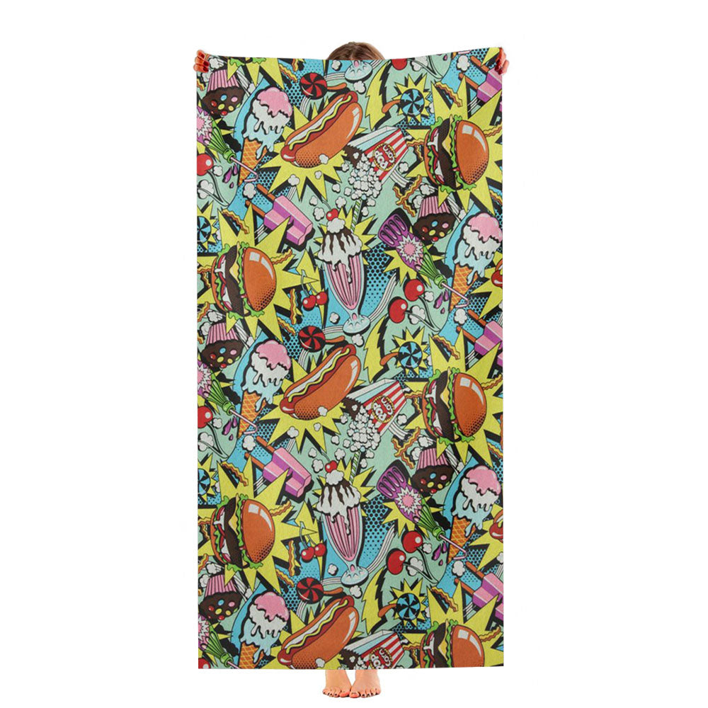 Pattern Candle Pop Burger Ultra-Soft Luxury Bathroom Towels
