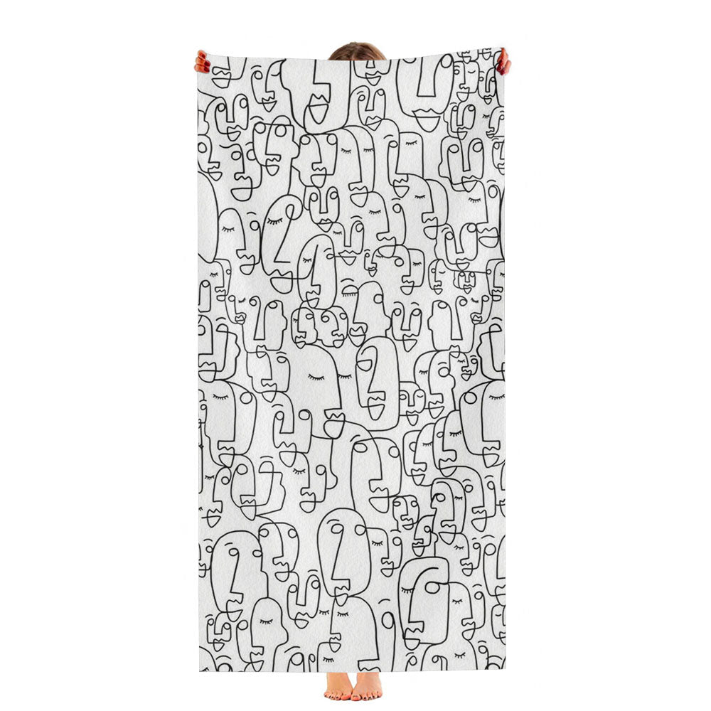 Pattern Face Line Art Abstract Ultra-Soft Luxury Bathroom Towels