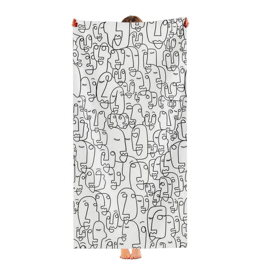 Pattern Face Line Art Abstract Ultra-Soft Luxury Bathroom Towels