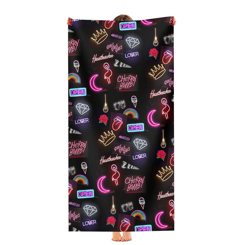 Pattern Neon Summer Aksesoris Collection Ultra-Soft Luxury Bathroom Towels