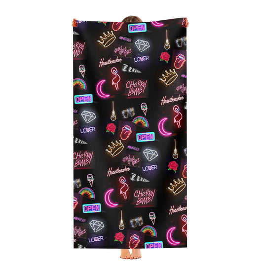 Pattern Neon Summer Aksesoris Collection Ultra-Soft Luxury Bathroom Towels