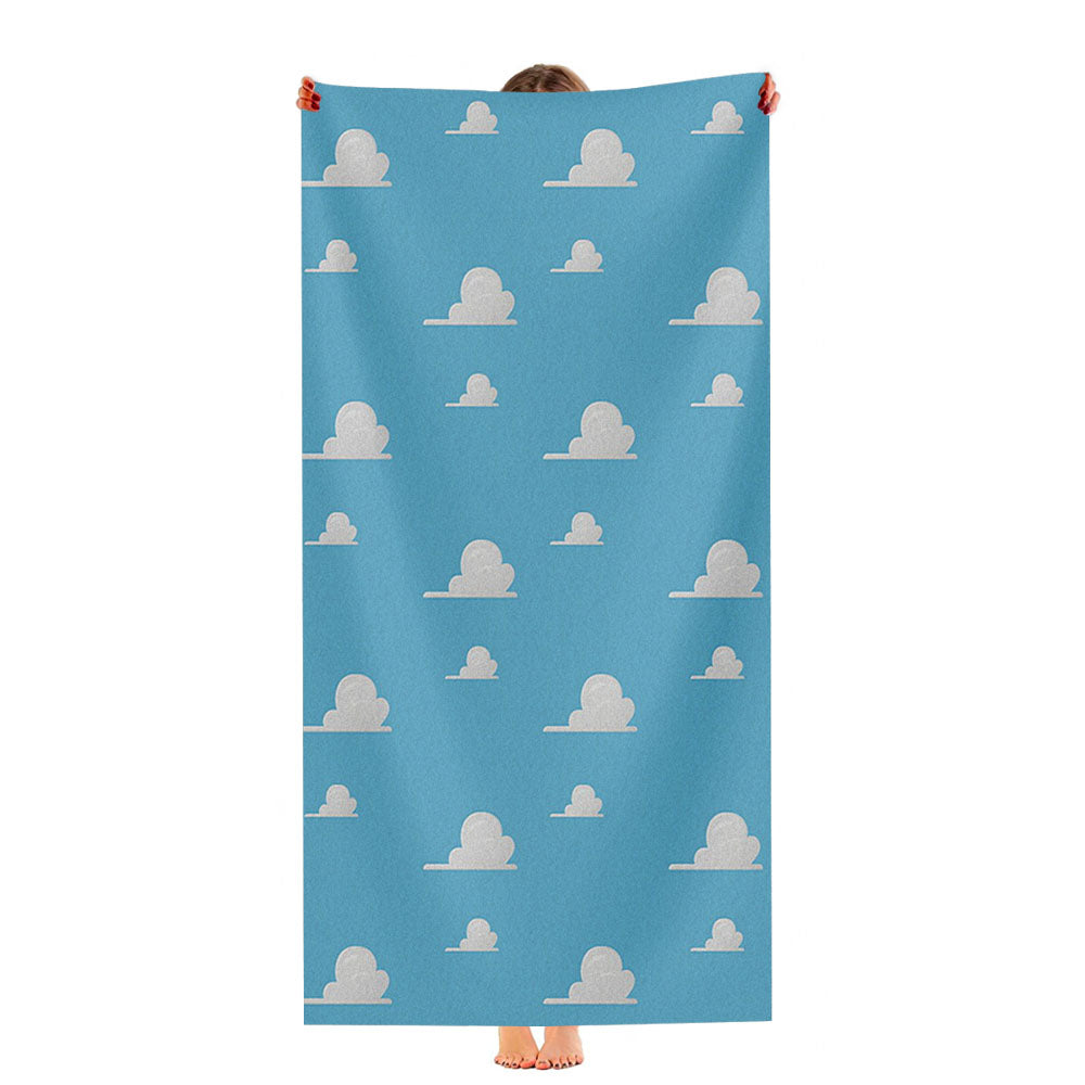 Pattern Of Toy Story Sky Blue Clouds Ultra-Soft Luxury Bathroom Towels