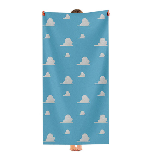 Pattern Of Toy Story Sky Blue Clouds Ultra-Soft Luxury Bathroom Towels