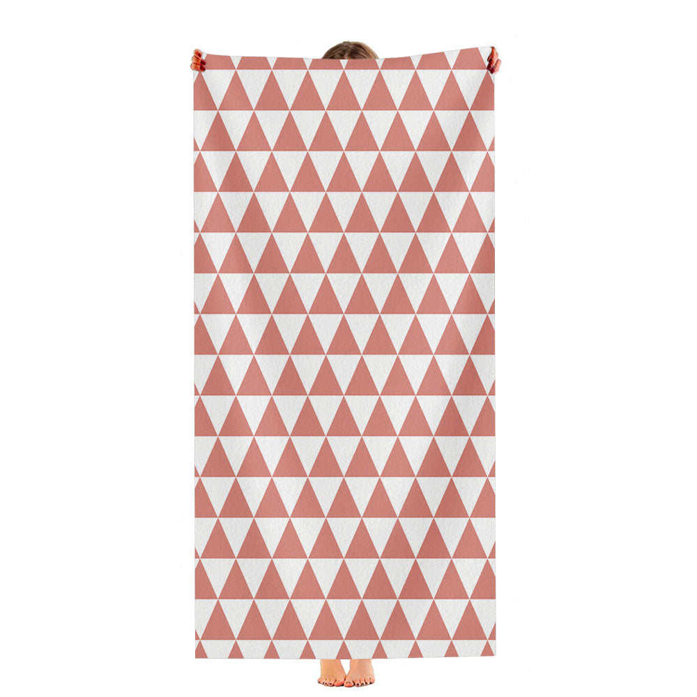 Peach And White Triangle Shape Pattern Geometric Ultra-Soft Luxury Bathroom Towels