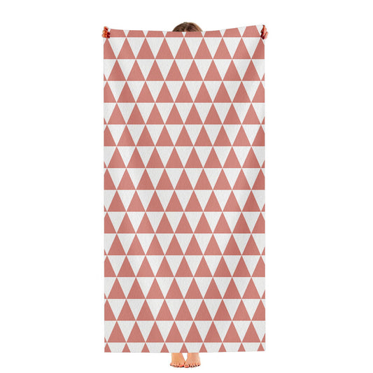 Peach And White Triangle Shape Pattern Geometric Ultra-Soft Luxury Bathroom Towels