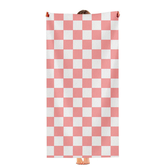 Peach Checkered Board Pattern Color Ultra-Soft Luxury Bathroom Towels
