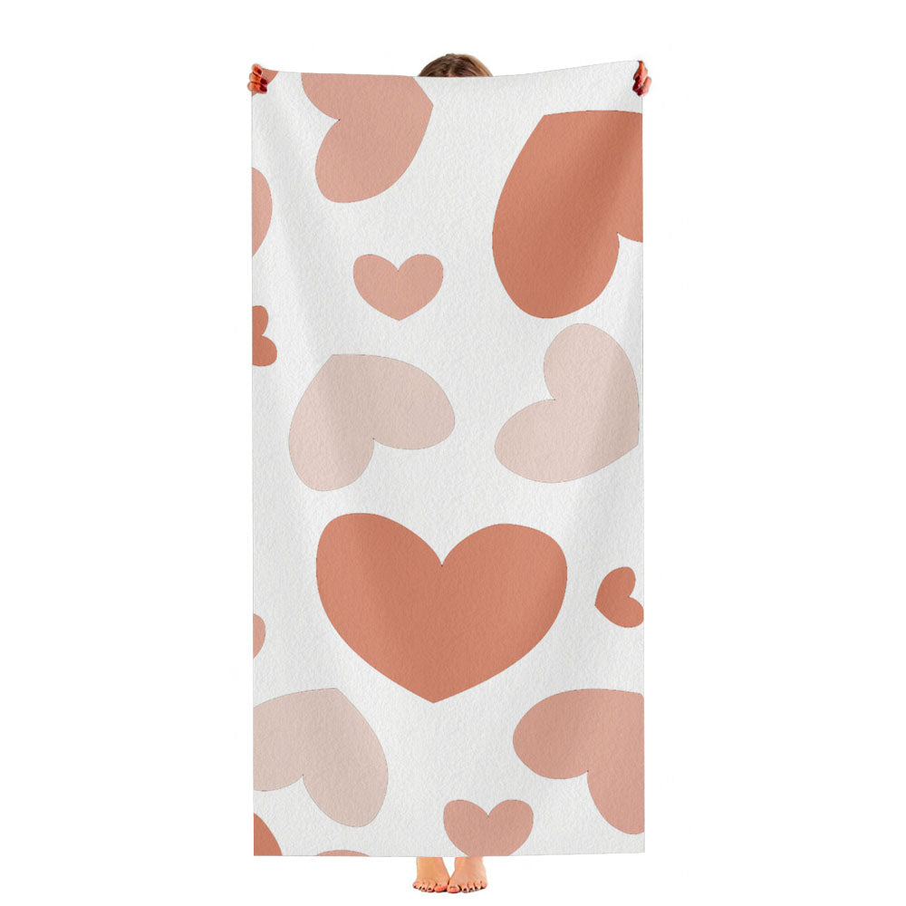 Peach Pattern Of Heart Ultra-Soft Luxury Bathroom Towels