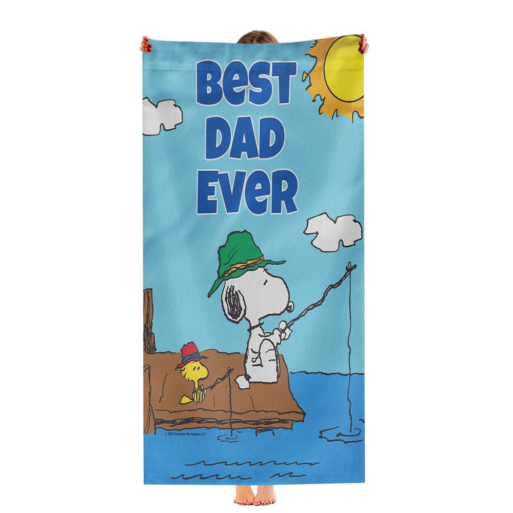 Peanuts Best Dad Ever Gone Fishing Snoopy Ultra-Soft Luxury Bathroom Towels