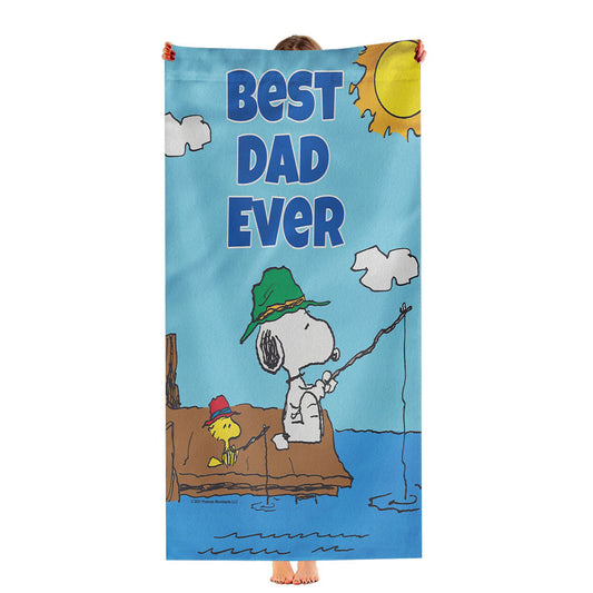 Peanuts Best Dad Ever Gone Fishing Snoopy Ultra-Soft Luxury Bathroom Towels