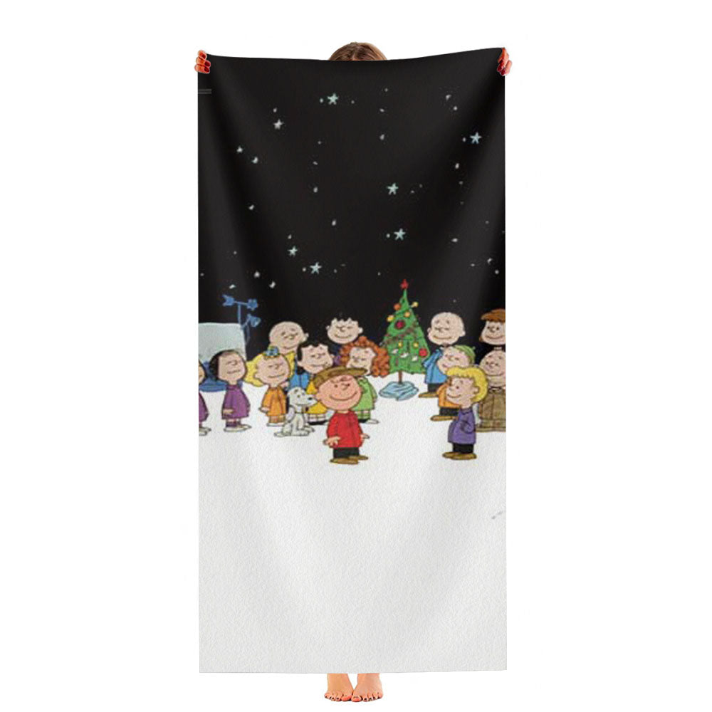 Peanuts Christmas Blk Sky Ultra-Soft Luxury Bathroom Towels