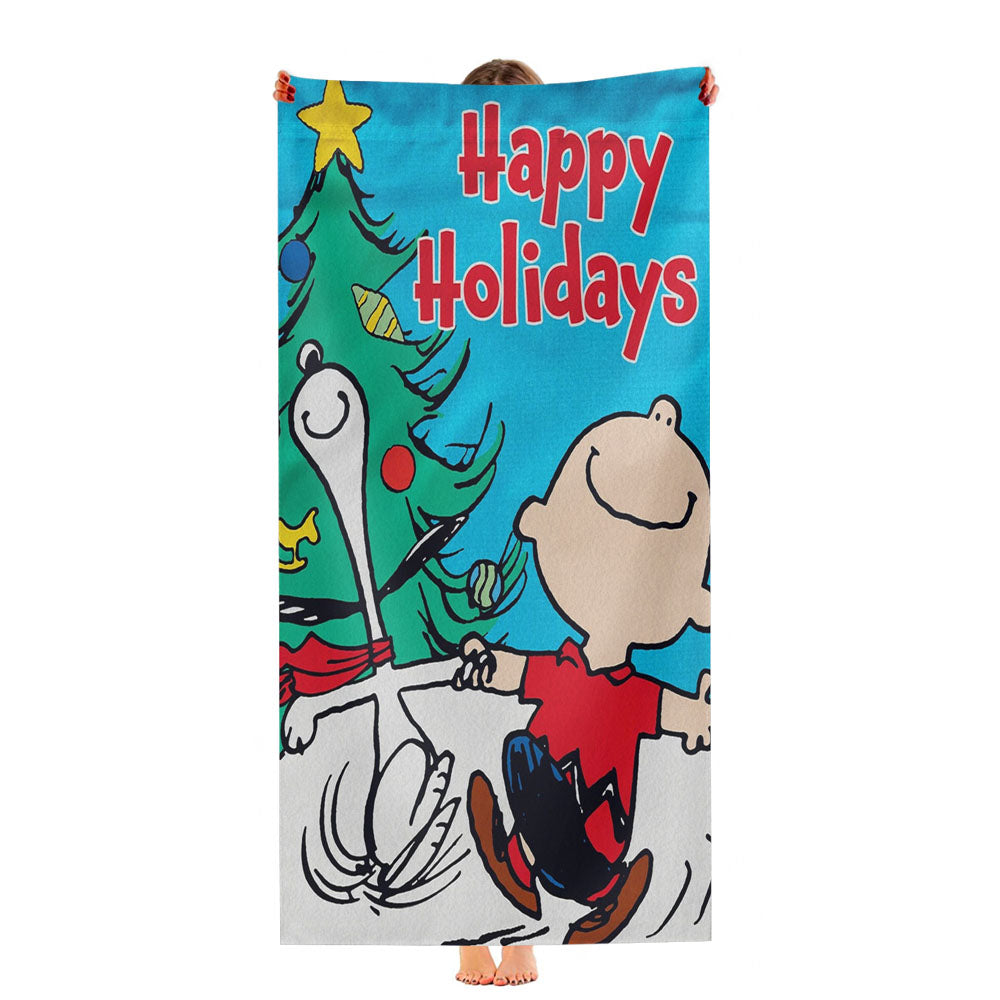 Peanuts Christmas Snoopy And Charlie Brown Ultra-Soft Luxury Bathroom Towels