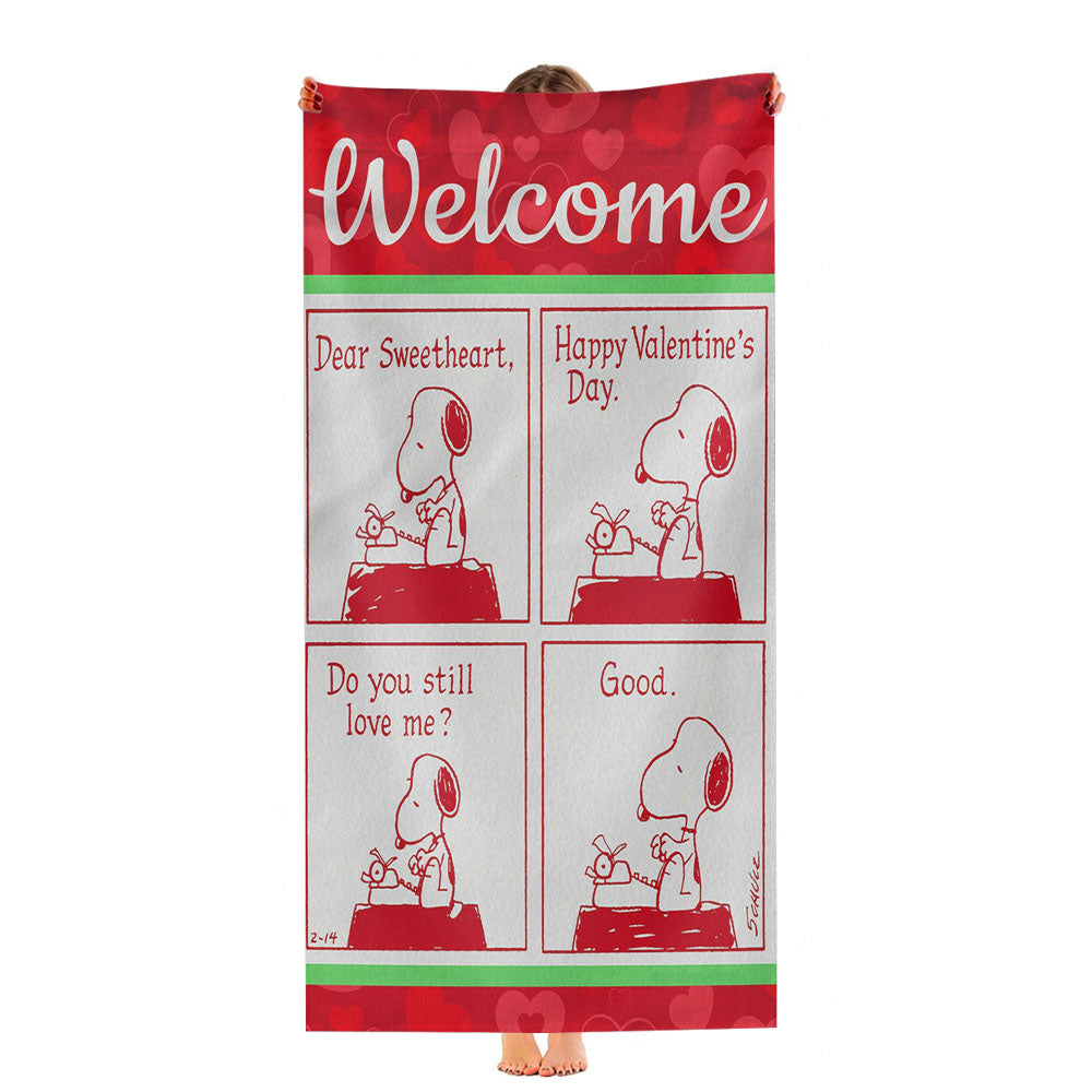 Peanuts Comic Strip Valentine Snoopy Ultra-Soft Luxury Bathroom Towels