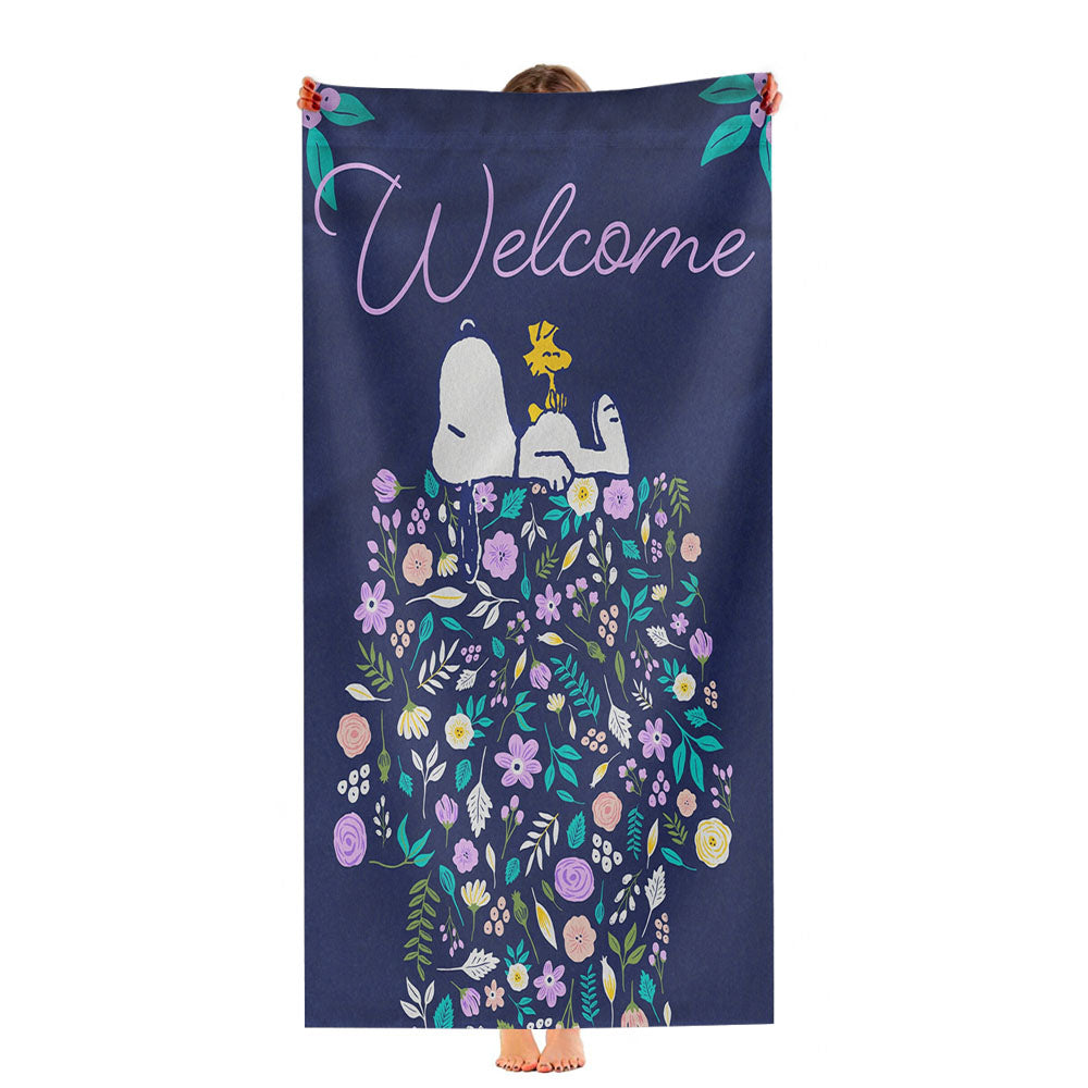 Peanuts Doghouse Of Flowers Snoopy & Woodstock Ultra-Soft Luxury Bathroom Towels