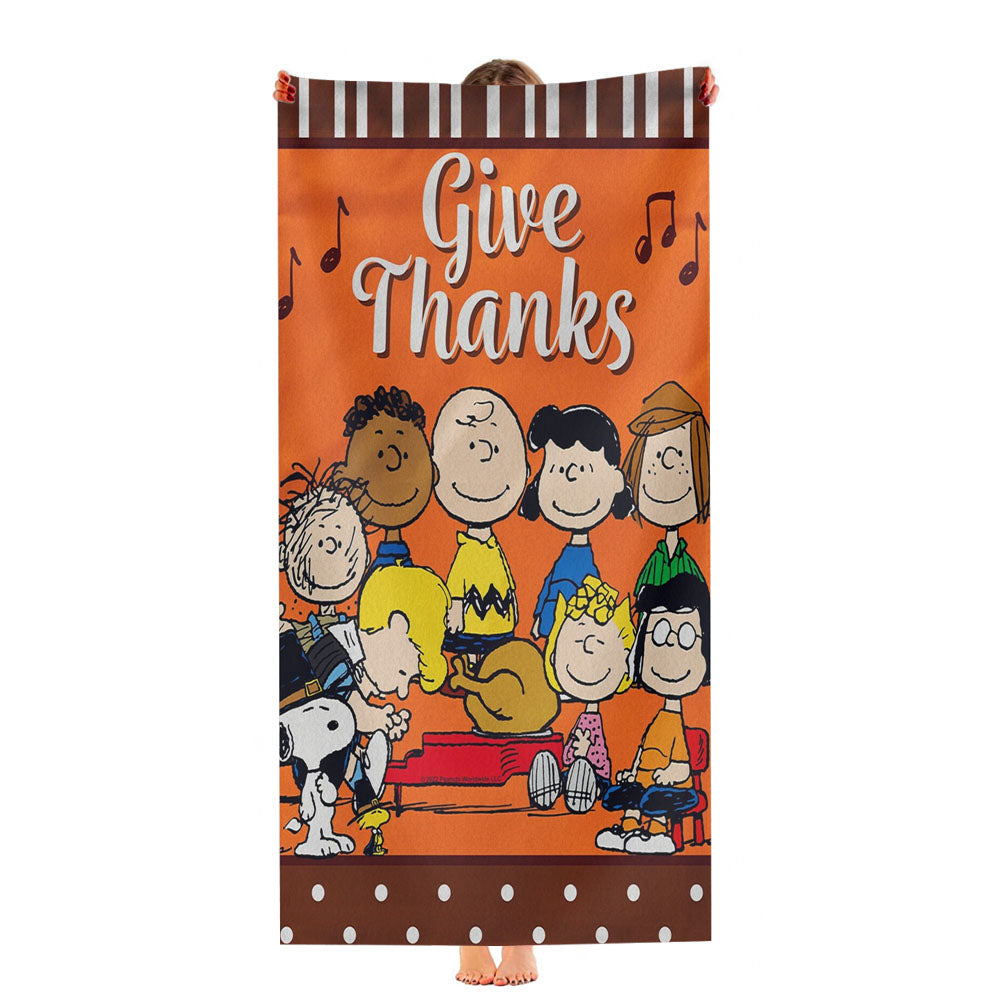 Peanuts Gang Give Thanks Thanksgiving Ultra-Soft Luxury Bathroom Towels
