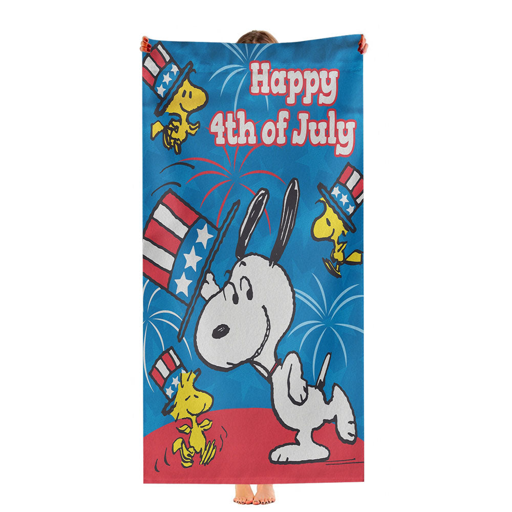 Peanuts Happy Fourth Top Hat Snoopy Ultra-Soft Luxury Bathroom Towels