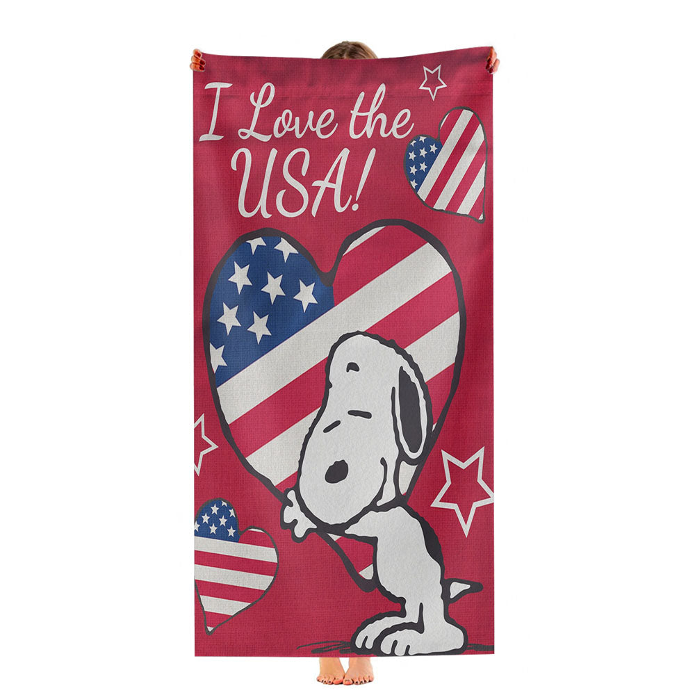 Peanuts I Love The Usa Snoopy Ultra-Soft Luxury Bathroom Towels
