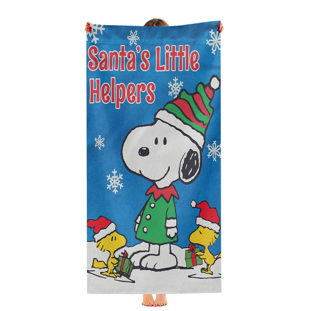 Peanuts Santa'S Little Helpers Snoopy And Woodstock Christmas Ultra-Soft Luxury Bathroom Towels