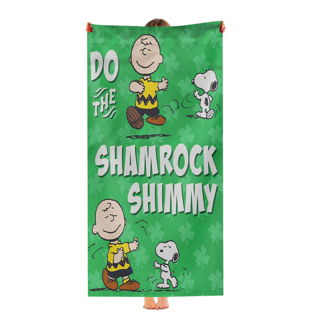 Peanuts Snoopy And Charlie Brown Shamrock Ultra-Soft Luxury Bathroom Towels