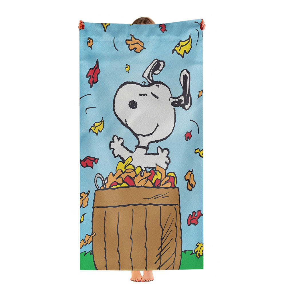 Peanuts Snoopy Basket Of Leaves Ultra-Soft Luxury Bathroom Towels