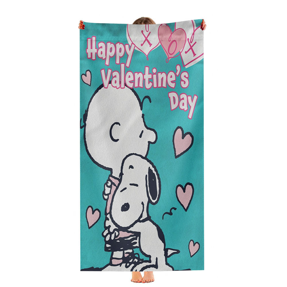 Peanuts Snoopy Charlie Brown Valentines Ultra-Soft Luxury Bathroom Towels