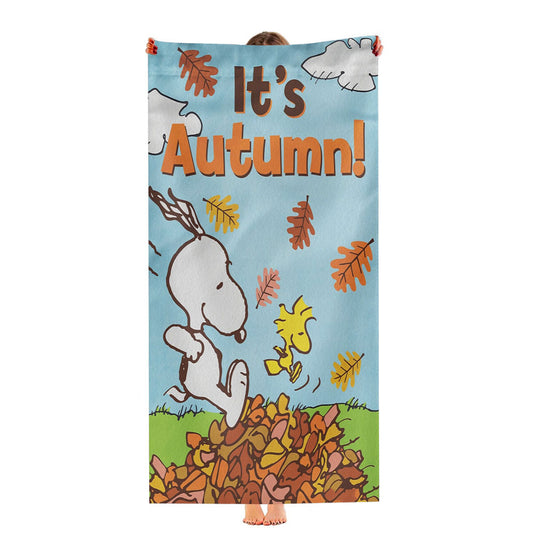 Peanuts Snoopy Fall Flag Snoopy And Woodstock Autumn Ultra-Soft Luxury Bathroom Towels
