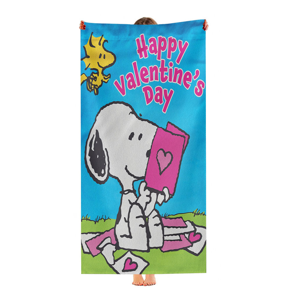 Peanuts Snoopy Happy Valentines Day Ultra-Soft Luxury Bathroom Towels