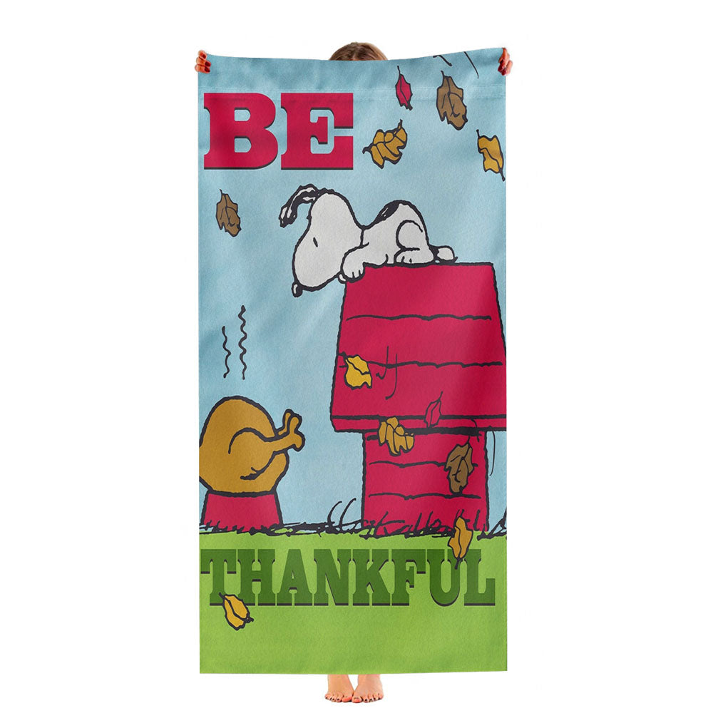 Peanuts Thankful Snoopy Turkey Thanksgiving Ultra-Soft Luxury Bathroom Towels