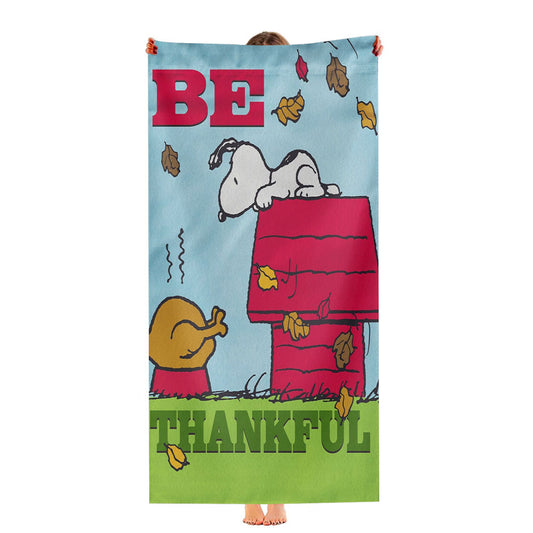 Peanuts Thankful Snoopy Turkey Thanksgiving Ultra-Soft Luxury Bathroom Towels