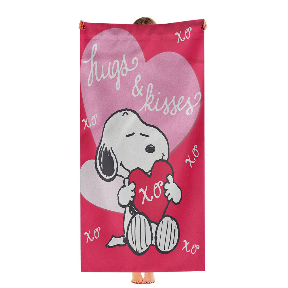 Peanuts Valentines Day Hugs And Kisses Ultra-Soft Luxury Bathroom Towels