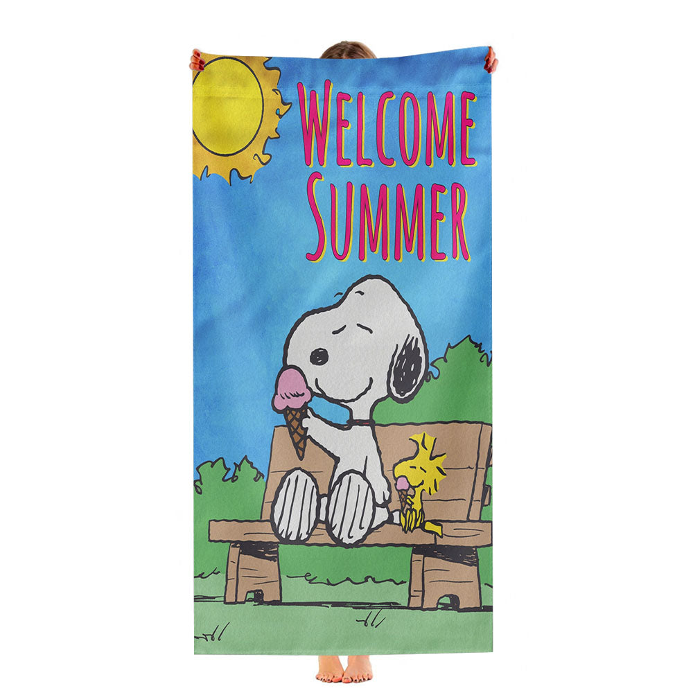 Peanuts Welcome Summer Snoopy & Woodstock Ultra-Soft Luxury Bathroom Towels