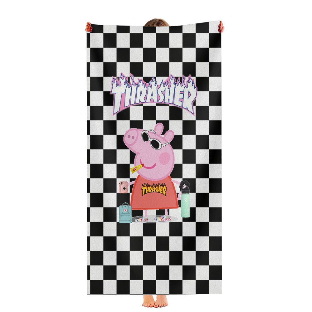 Peppa Pig Hypebeast Checkered Rainbow Ultra-Soft Luxury Bathroom Towels