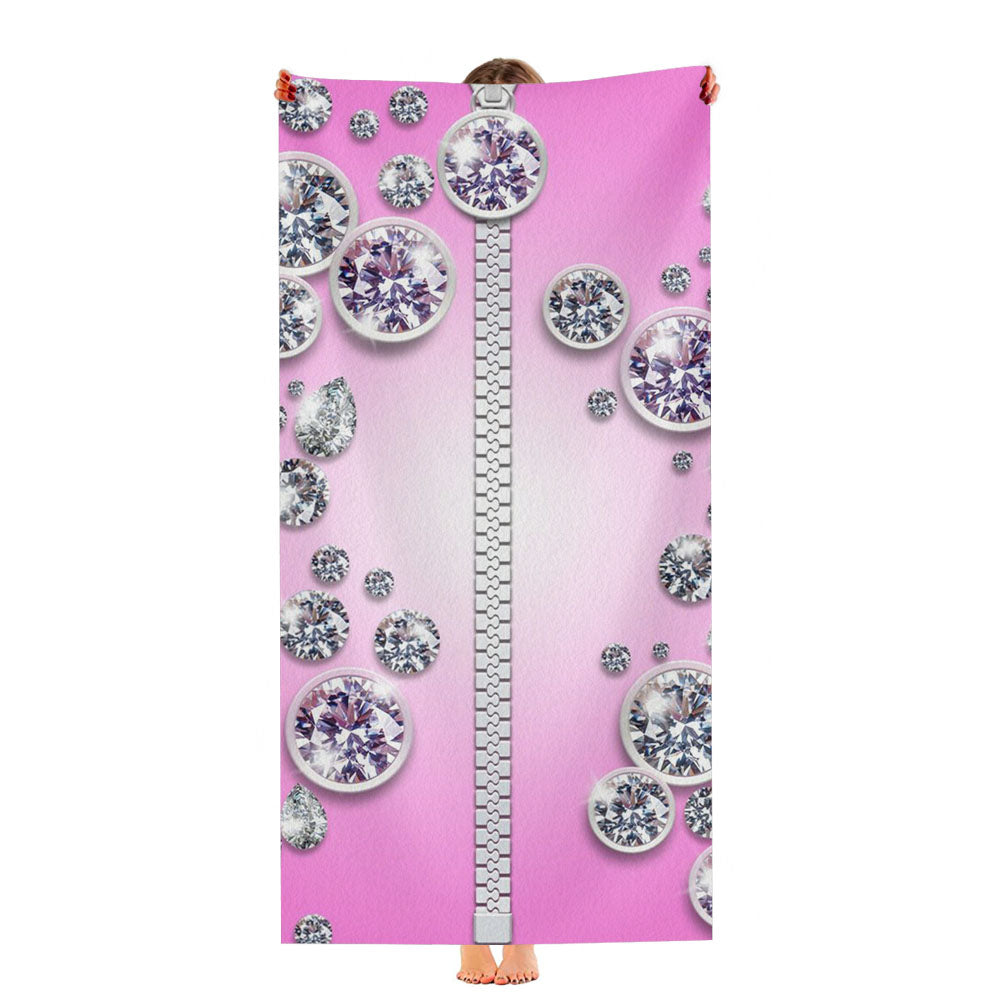 Pink Diamond Zipper Pattern Ultra-Soft Luxury Bathroom Towels