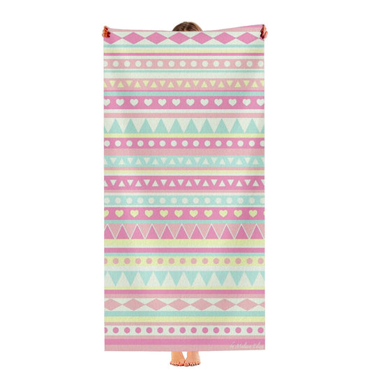 Pink Love Streach Pattern Ultra-Soft Luxury Bathroom Towels