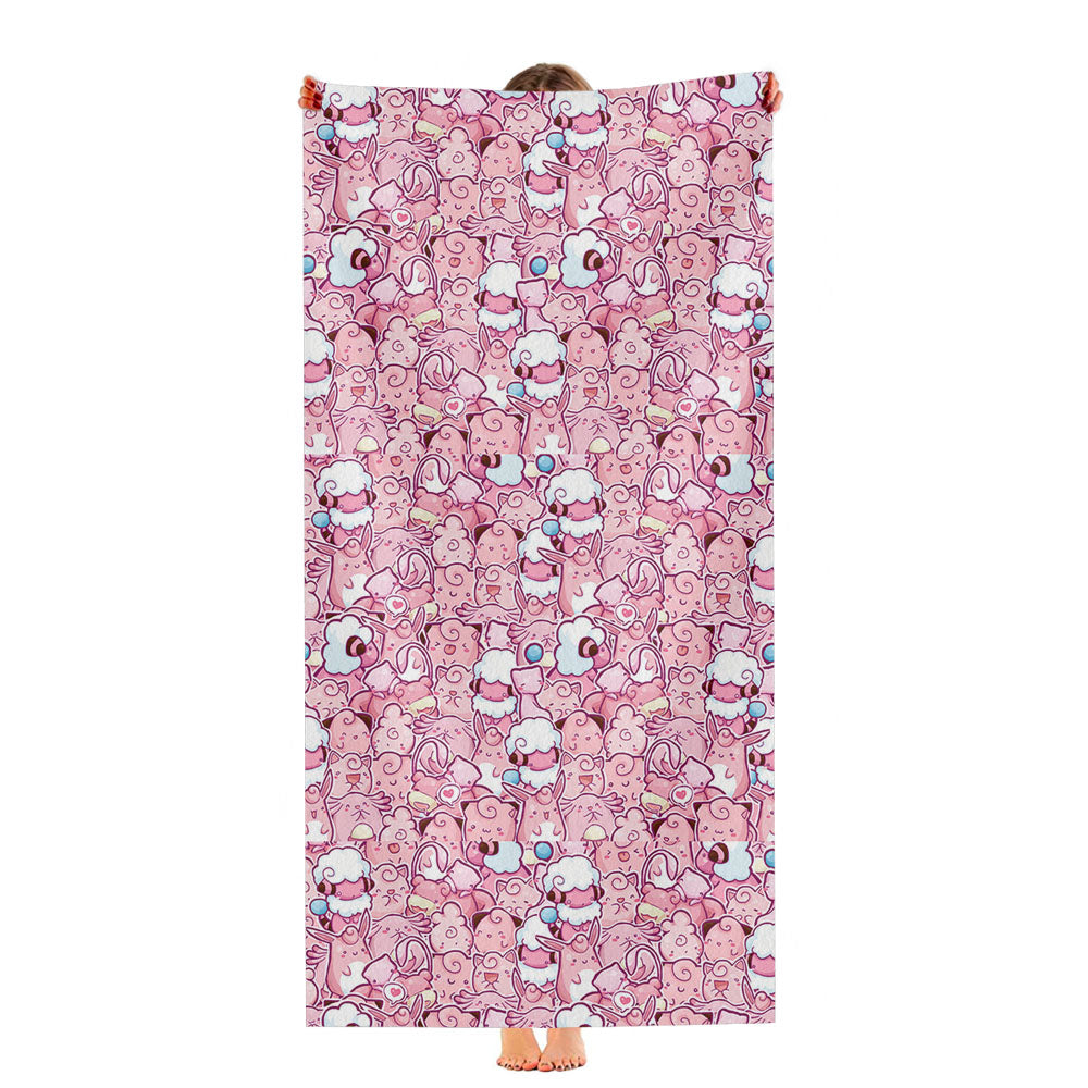 Pink Pokemon Pattern Collection Ultra-Soft Luxury Bathroom Towels