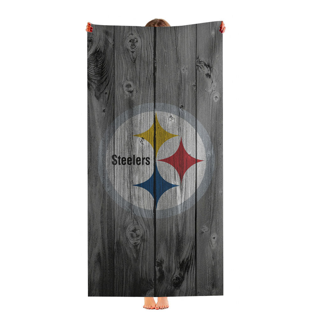 Pittsburgh Steelers Nfl Logo Dark Wood Wallpaper Ultra-Soft Luxury Bathroom Towels