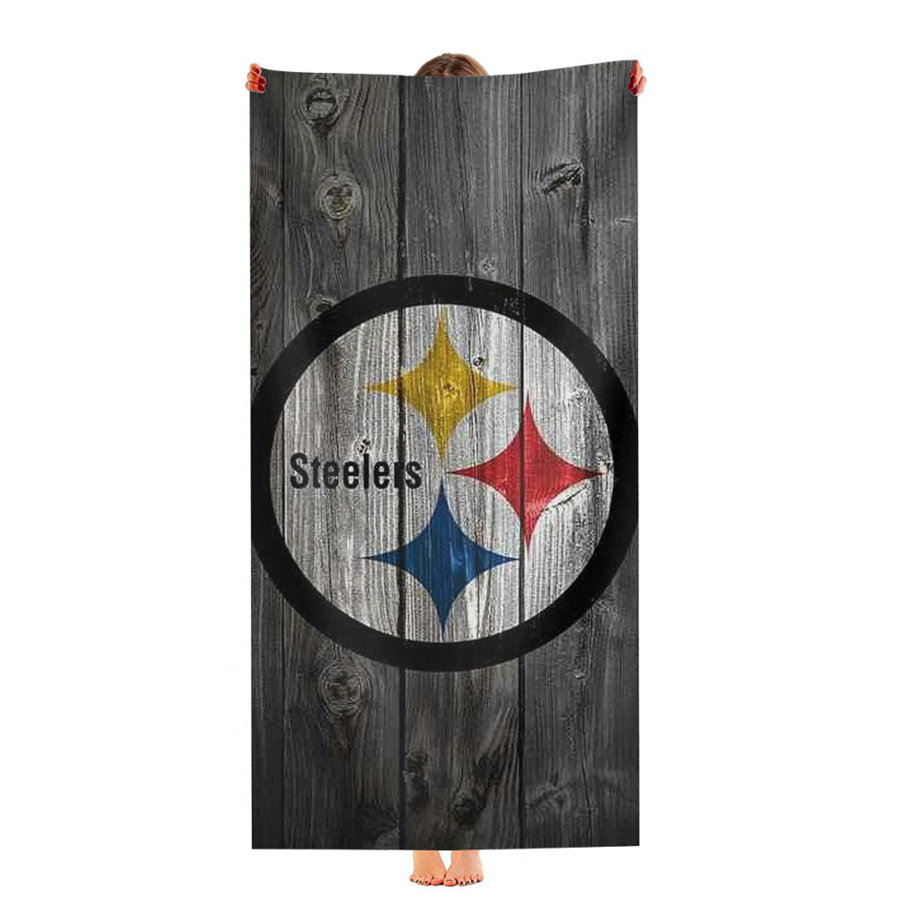 Pittsburgh Steelers Wooden Texture Logo Ultra-Soft Luxury Bathroom Towels