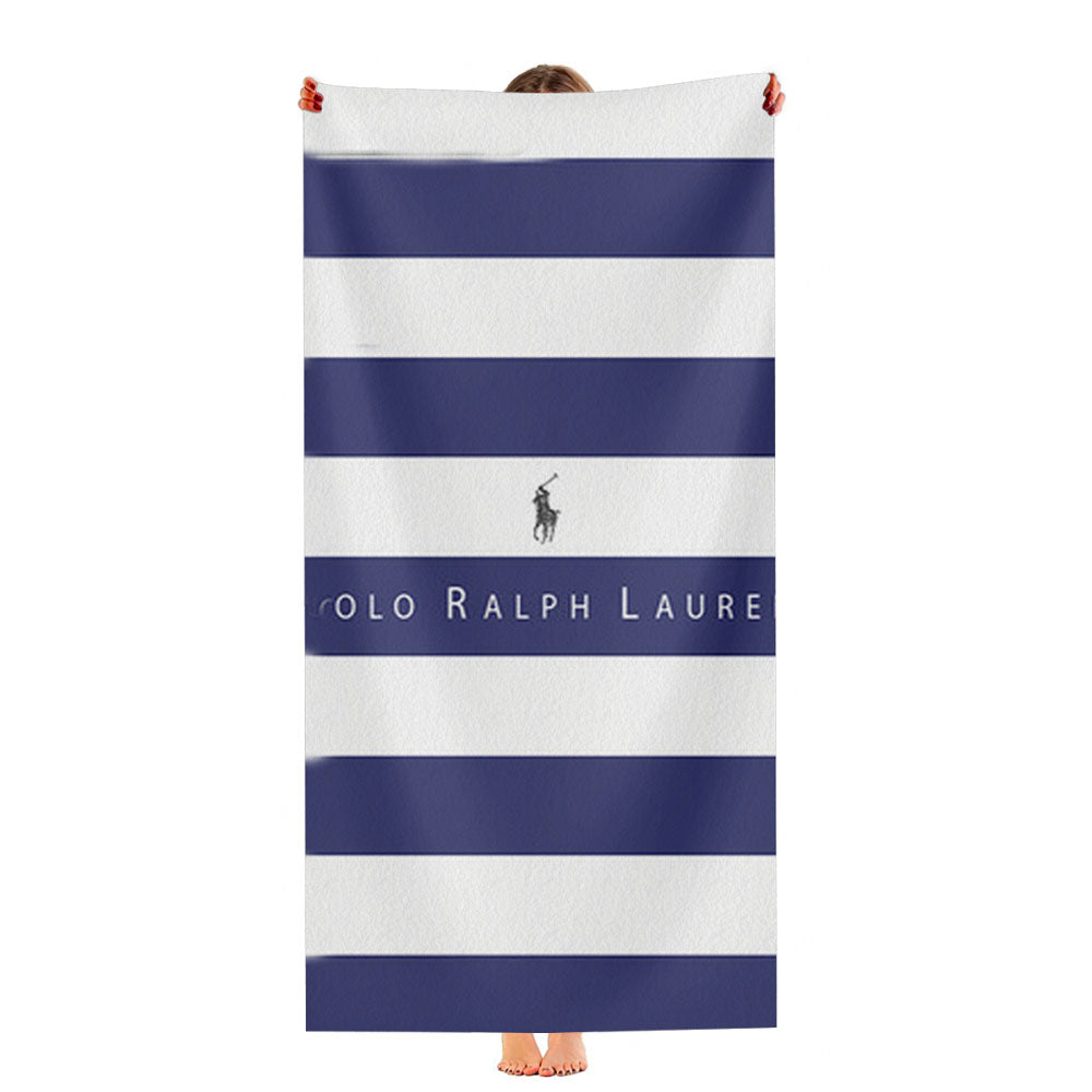 Polo Ralph Lauren Blue White Stripes Ultra-Soft Luxury Bathroom Towels