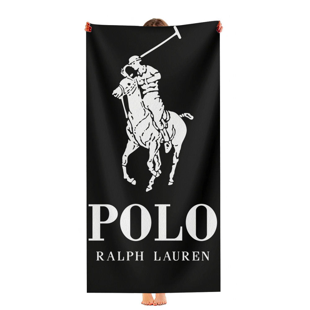 Polo Ralph Lauren Logo Black White Ultra-Soft Luxury Bathroom Towels