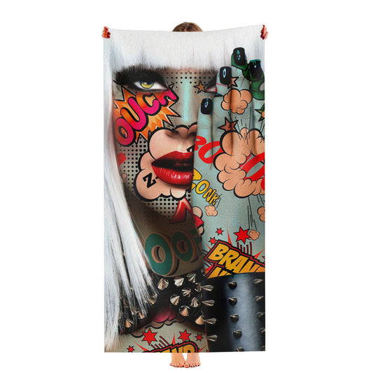 Pop Art Women Pattern Comic Style Ultra-Soft Luxury Bathroom Towels