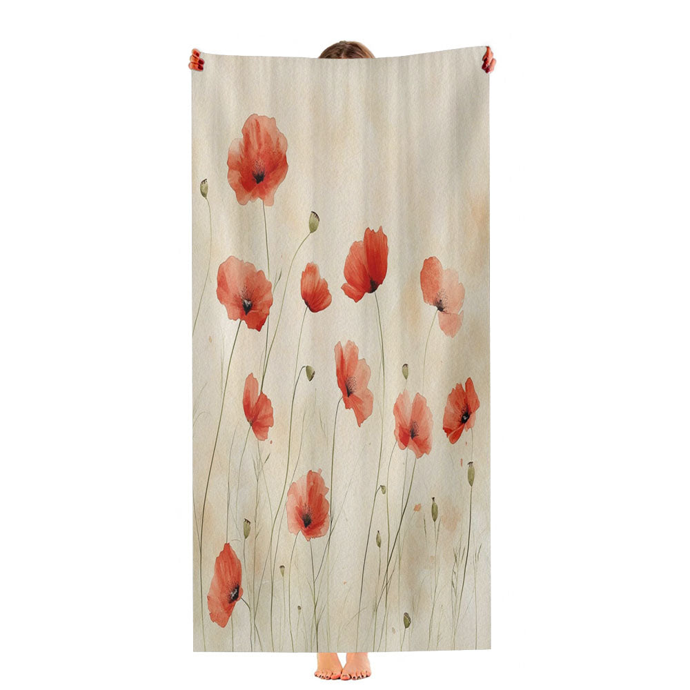 Poppy Flower Ultra-Soft Luxury Bathroom Towels