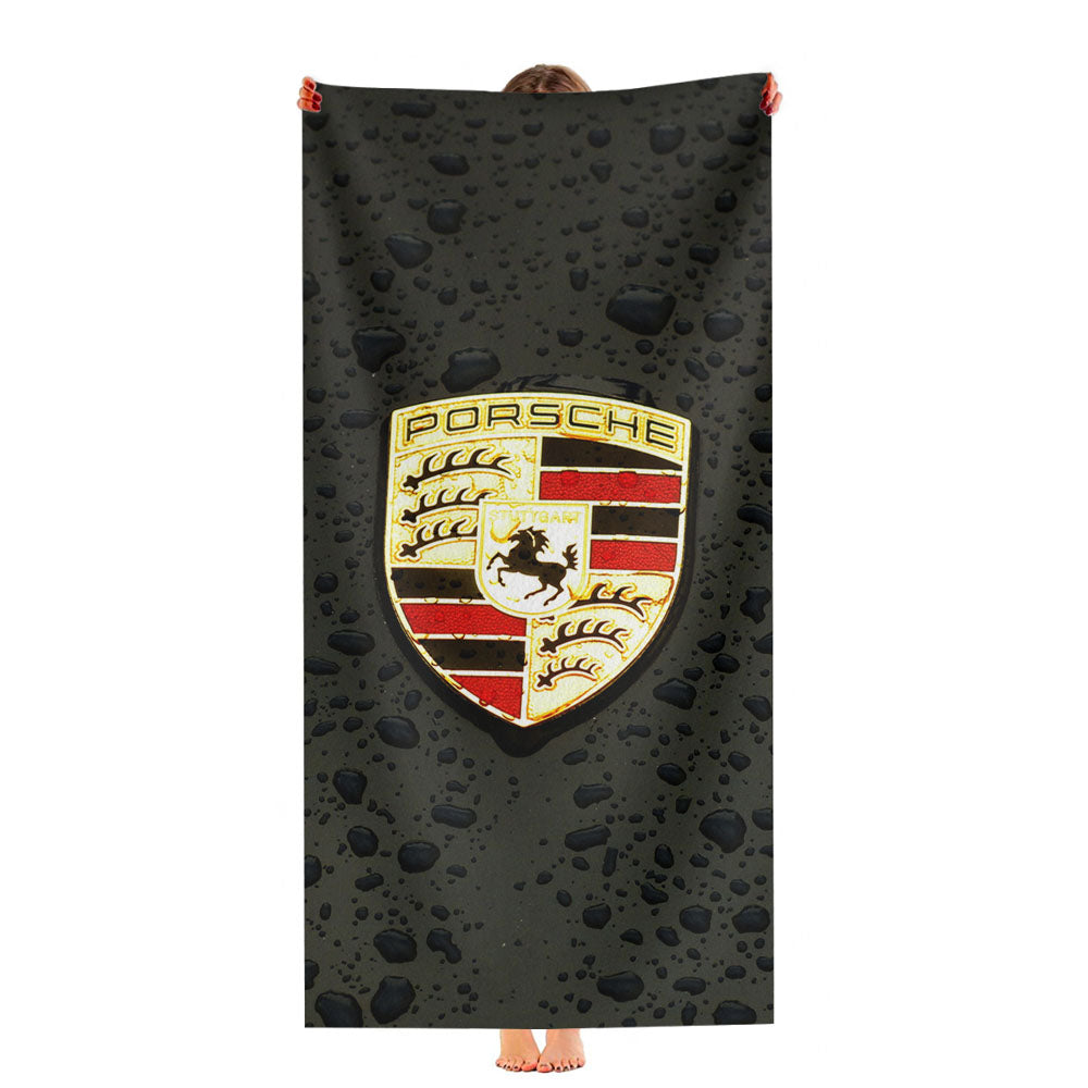 Porsche Logo Emblem Car Illustration Art Dark Ultra-Soft Luxury Bathroom Towels