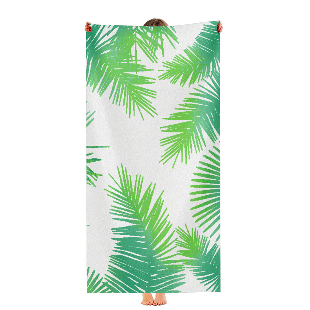 Random Leaves Palm Tropical Pattern Ultra-Soft Luxury Bathroom Towels