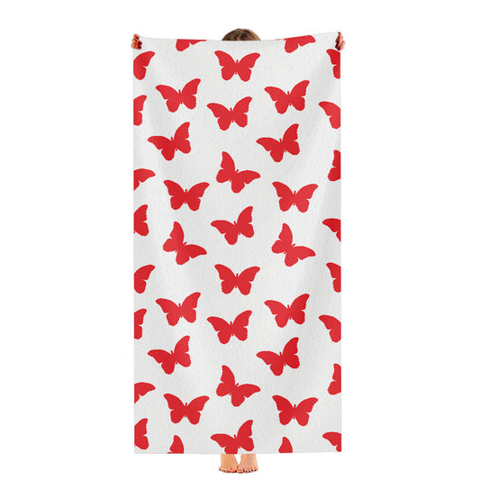 Red Butterfly Pattern Ultra-Soft Luxury Bathroom Towels