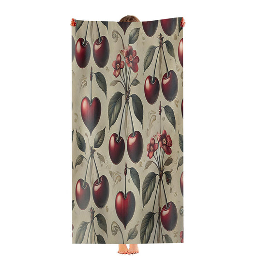 Red Cherries And Hearts Ultra-Soft Luxury Bathroom Towels