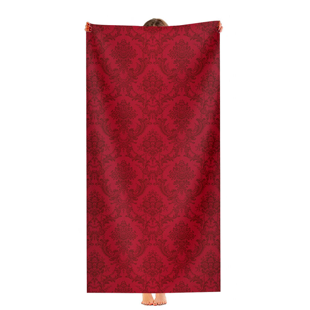 Red Damask Pattern Ultra-Soft Luxury Bathroom Towels