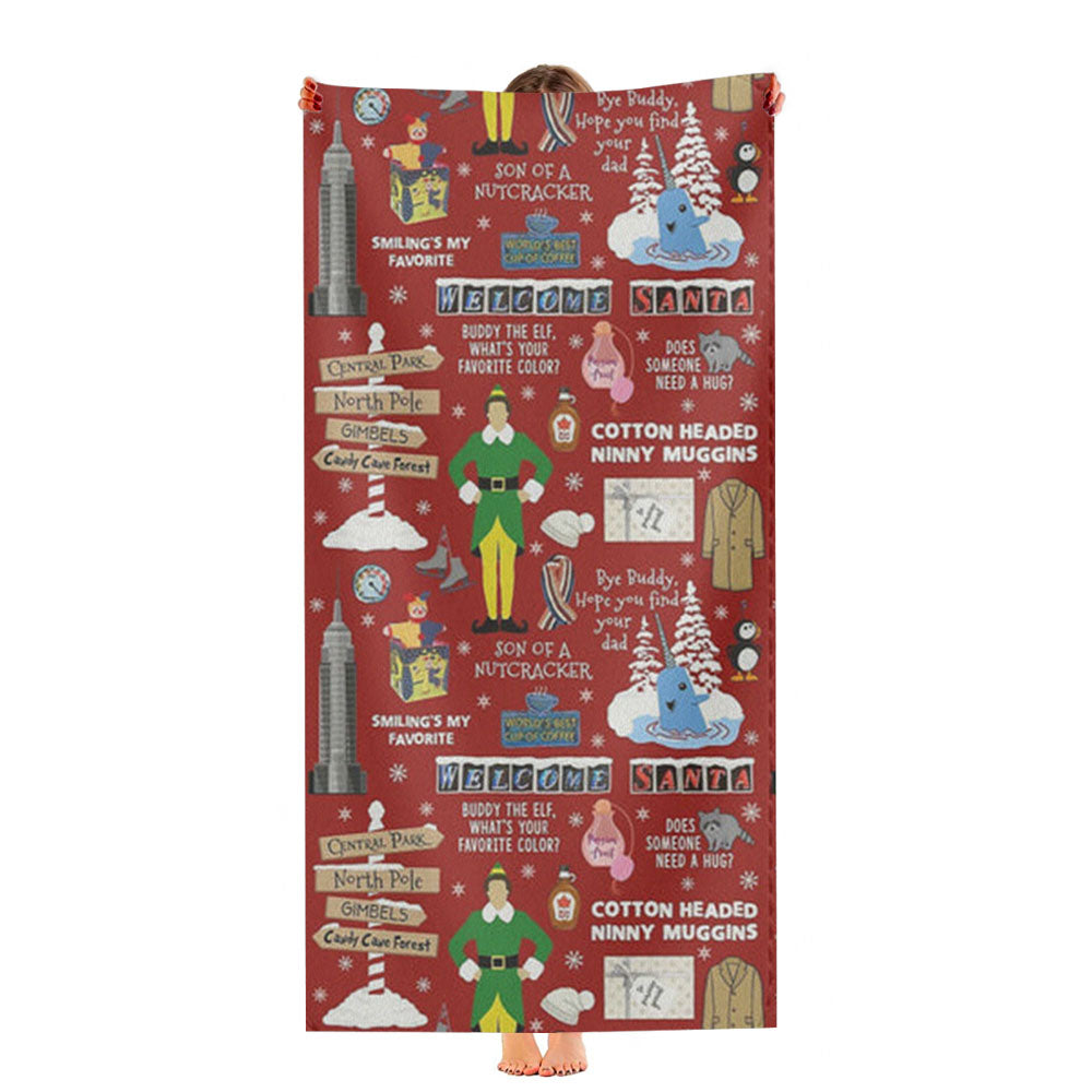 Red Elf Pattern Ultra-Soft Luxury Bathroom Towels