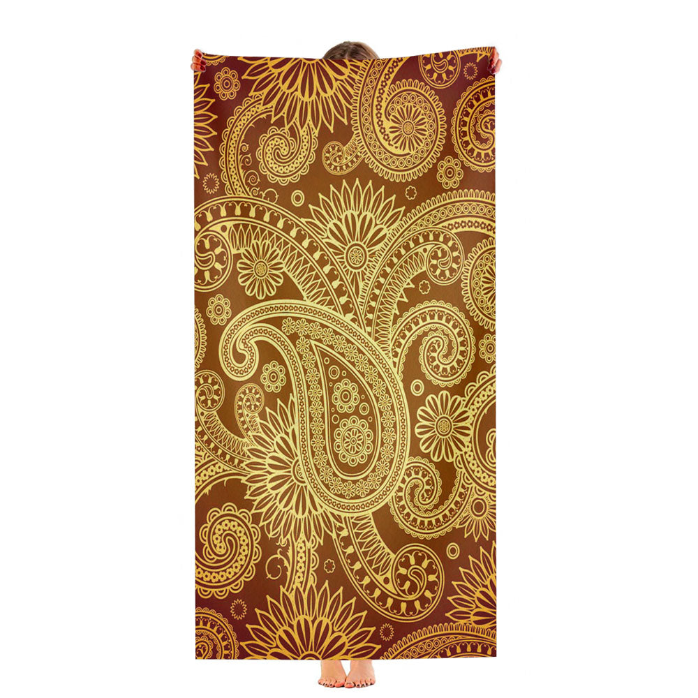 Red Gold Damask Pattern Ultra-Soft Luxury Bathroom Towels